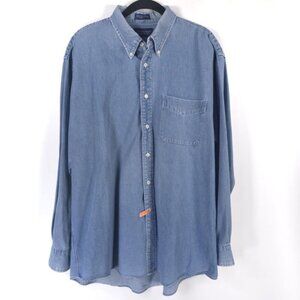BRITCHES GREAT‎ OUTDOORS HONG KONG🇭🇰MADE DENIM Button Down LS Shirt Size XL